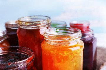 Poster - Homemade jars of fruits jam