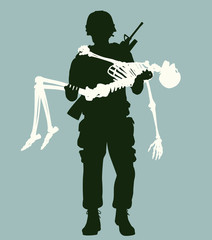 Wall Mural - Soldier carrying skeleton