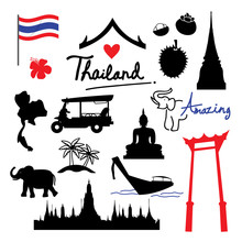 Thailand Place Landmark Travel Icon Cartoon Vector