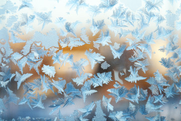 Wall Mural - Shiny winter window ice decoration