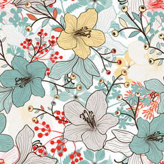 Poster - Seamless floral pattern