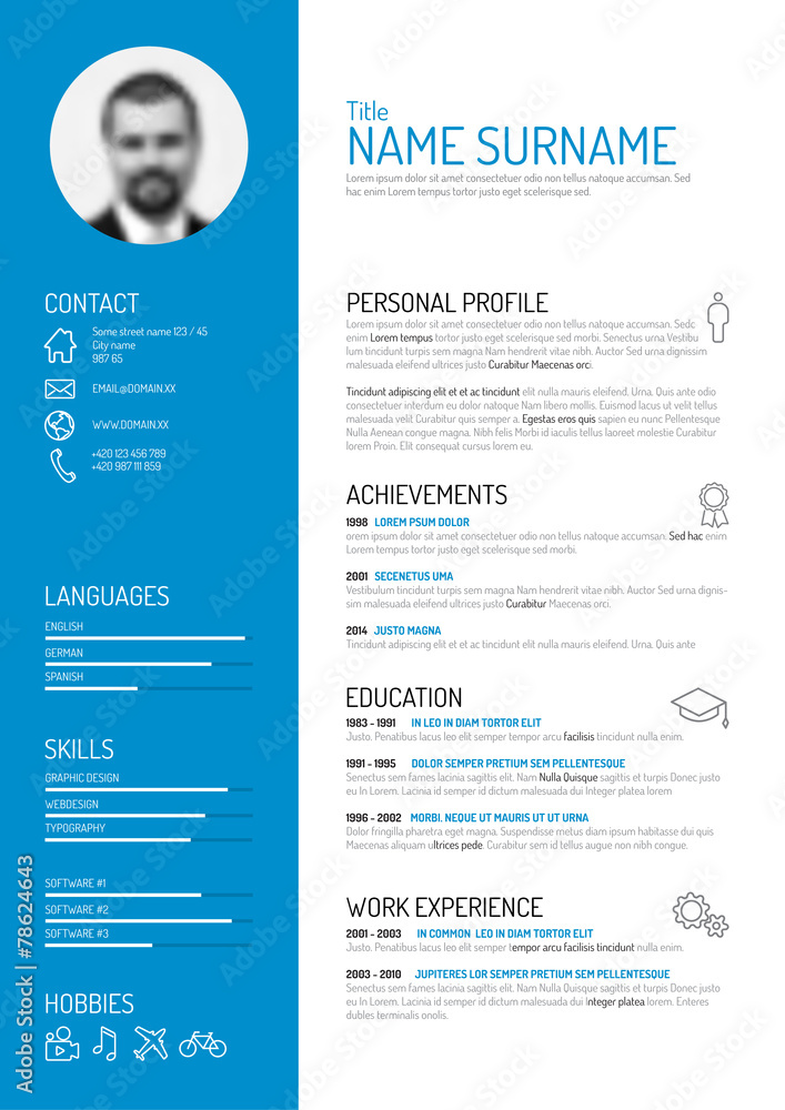 cv / resume template Stock Vector | Adobe Stock