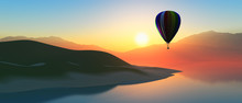 Hot Air Balloon At Sunset