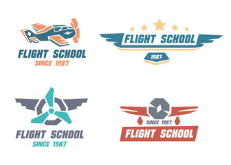 Wall Mural - Flight school emblems. Vector illustration.