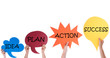 © Nelos - Four Speech Balloons With Idea Plan Action Success