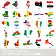 African countries set, maps and flags