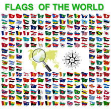 Set Of Flags Of World Sovereign States. Vector Illustration