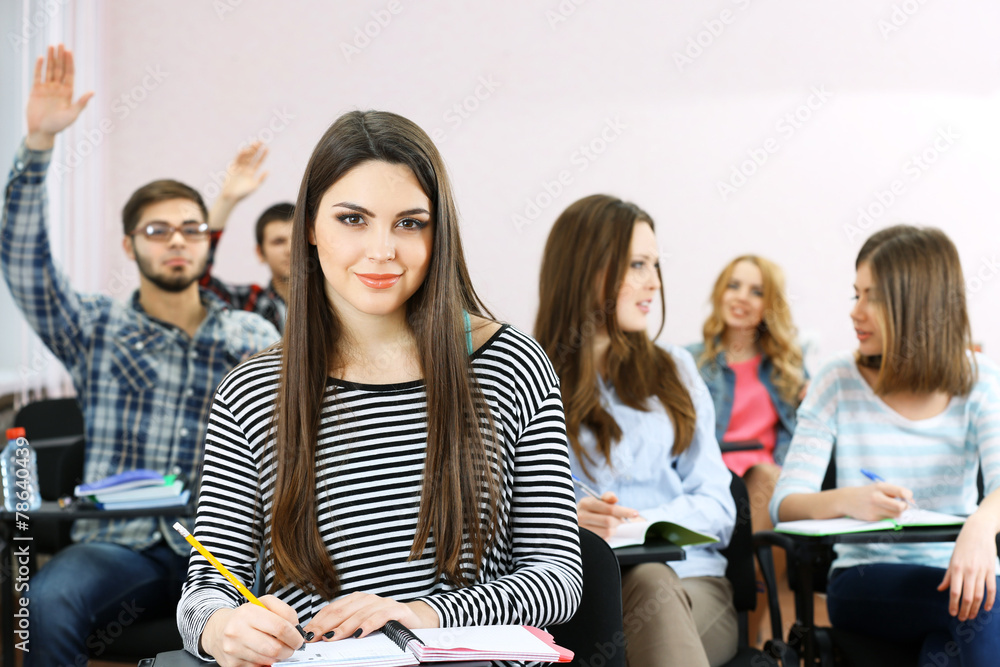 Group of students sitting in classroom