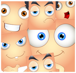 Wall Mural - Smiley Faces Expressions Background Vector