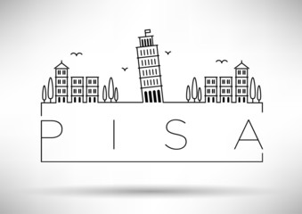 Wall Mural - Pisa City Line Silhouette Typographic Design