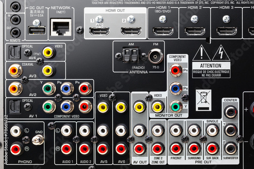 Cuadros en Lienzo connectors panel of audio surround receiver amplifier