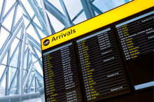 Check In, Airport Departure & Arrival Information Board Sign