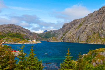 Wall Mural - scenic view of fjord,  mountains, Norway, Lofoten