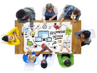 Wall Mural - responsive design internet web online people meeting concept