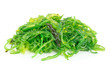 A portion of fresh wakame seaweed on a white background