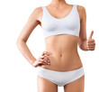 © chettythomas - Woman with beautiful slim body posing in underwear on the white