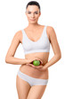 © chettythomas - Woman with beautiful slim body posing in underwear on the white