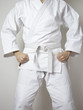 Kampfsport Kämpfer weißer Gürtel Anzug_hoch