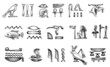 Ancient Egyptian hieroglyphs doodle set
