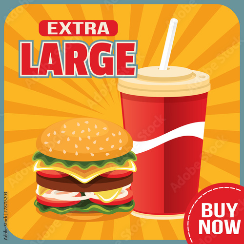 Fototapeta dla dzieci Vector flat fast food illustration