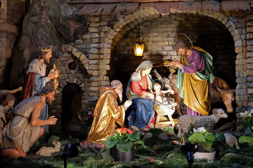 Canvas Print - Nativity scene in Franciscan Church in Graz, Austria