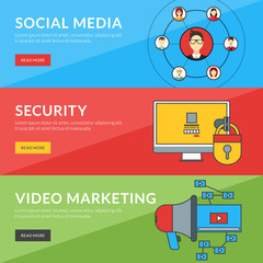 Wall Mural - Flat design concept for social media, security, video marketing
