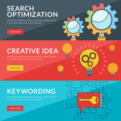 Wall Mural - Flat design concept for seo, creative idea, keywording