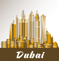 Wall Mural - City of Dubai UAE Famous Buildings