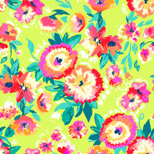 Painted Bright Flowers ~ Seamless Background