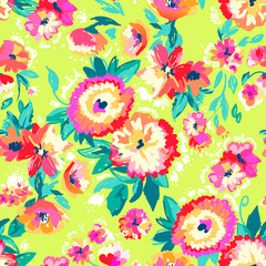painted bright flowers ~ seamless background