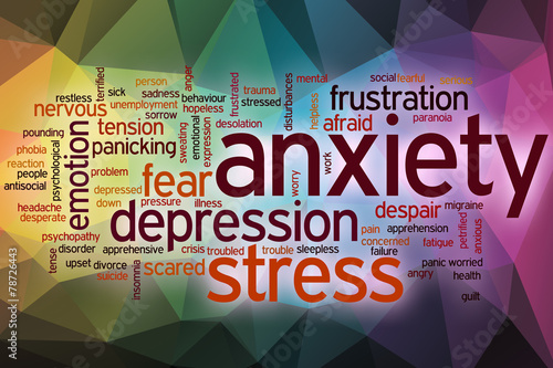 Cuadros en Lienzo Anxiety word cloud with abstract background