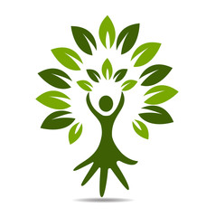 Wall Mural - Tree people hand symbol logo vector