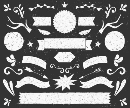 Wall Mural -  - chalkboard style design elements collection
