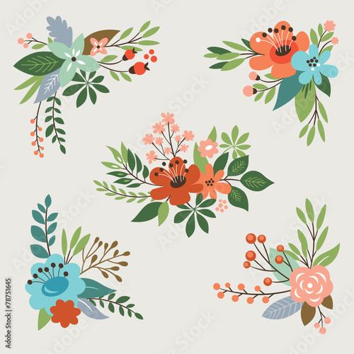 Naklejka dekoracyjna floral vintage vector collection