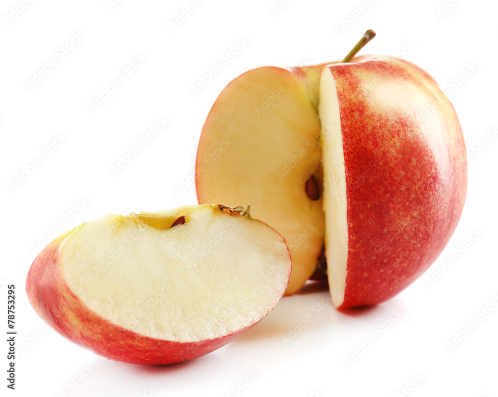 Sliced apple isolated on white