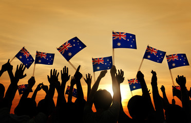 Wall Mural - Group of People Waving Australian Flags Concept
