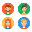 Men and women flat character icons set