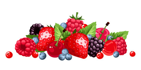 Sticker - Berries isolated on white. Vector illustration.