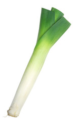 Wall Mural - fresh cut leek on a white background