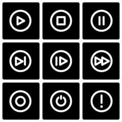 Wall Mural - vector black media buttons icon set