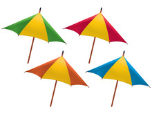 Umbrella For Drink Isolated. Set. Vector Illustration