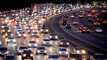 Evening Rush Hour Traffic On Busy Freeway In Los Angeles 