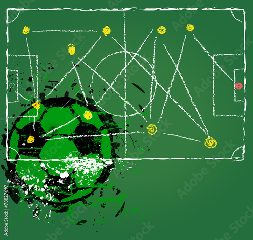 Naklejka - mata magnetyczna na lodówkę Soccer or Football tactics, free copy space, vector illustration