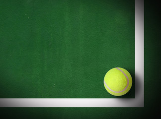 Wall Mural - Tennis ball on court grass play game background sport for design