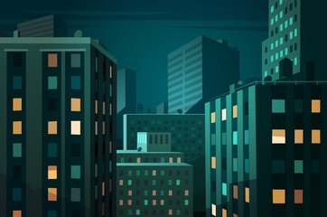 Fototapete - Night cityscape. Vector illustration.