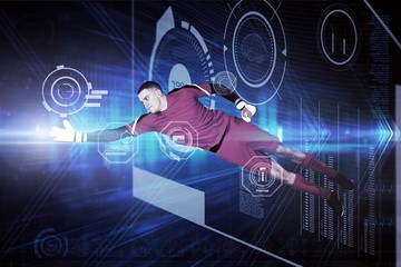 Aufkleber - Composite image of fit goal keeper jumping up