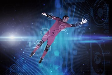 Poster - Composite image of fit goal keeper jumping up