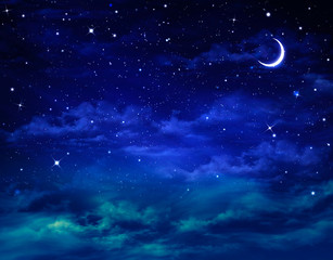 Wall Mural - nightly sky with fluffy clouds