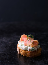 Canape With Smoked Salmon And Cream Cheese