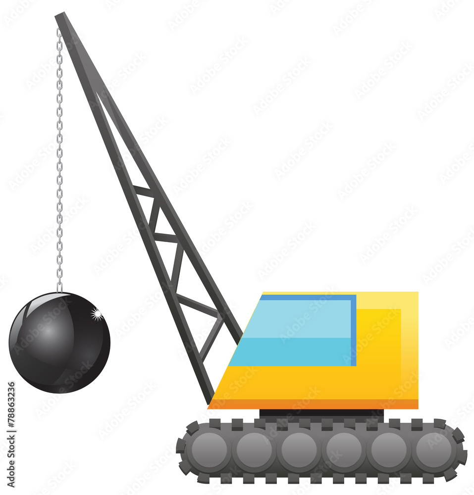 Crane with wrecking ball image Stock Illustration | Adobe Stock, image size:957x1000